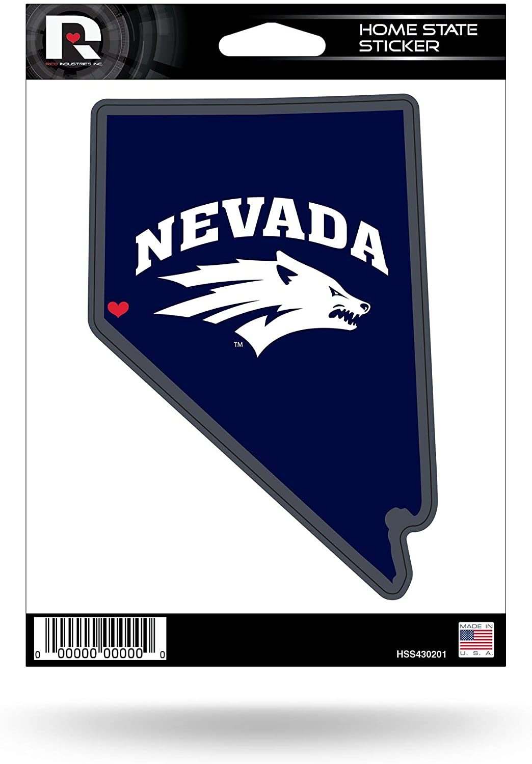 University of Nevada Wolf Pack 5 Inch Decal Sticker, Home State Design, Flat Vinyl, Full Adhesive Backing