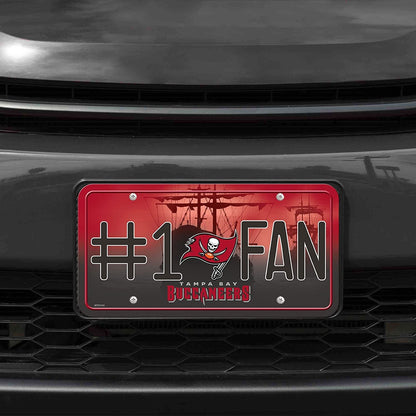 Tampa Bay Buccaneers Metal Auto Tag License Plate, #1 Fan Pirate Ship Design, 12x6 Inch