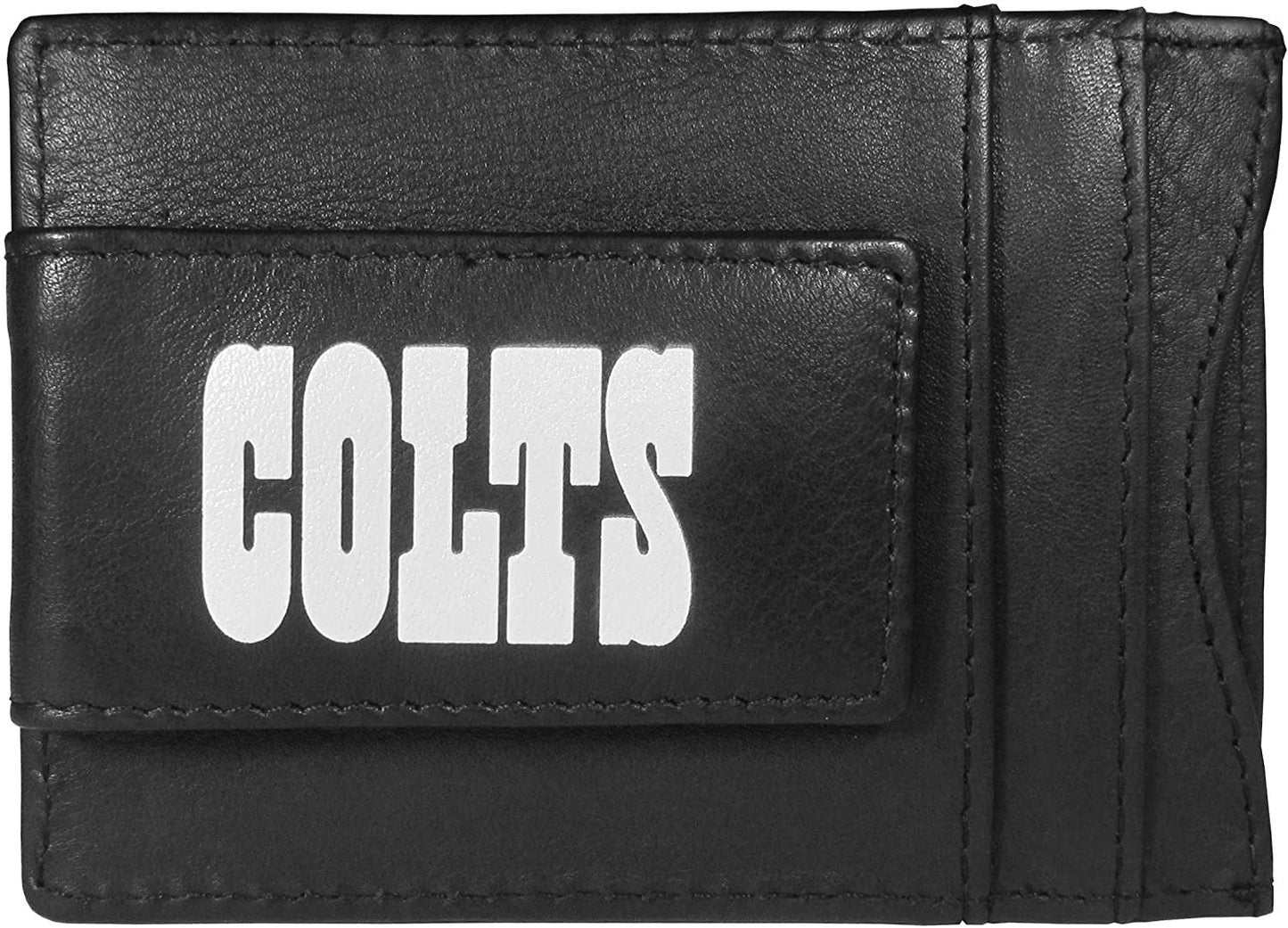Indianapolis Colts Black Leather Wallet, Front Pocket Magnetic Money Clip, Printed Logo