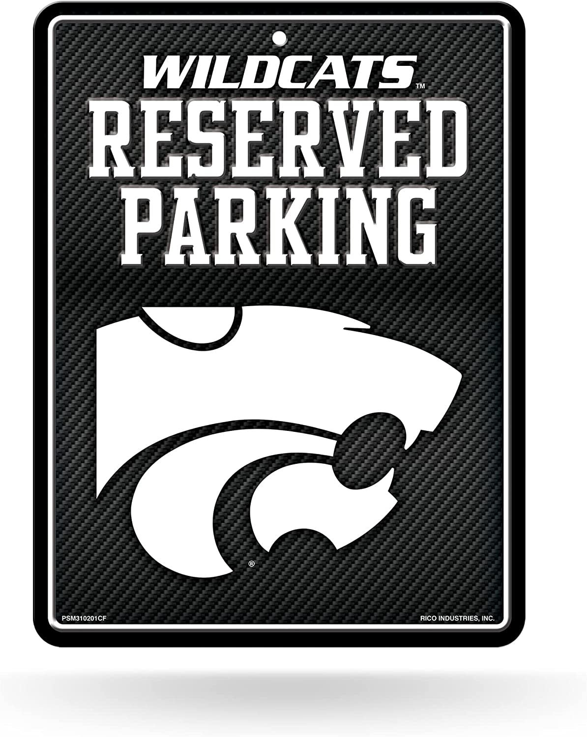 Kansas State University Wildcats Metal Parking Novelty Wall Sign 8.5 x 11 Inch Carbon Fiber Design