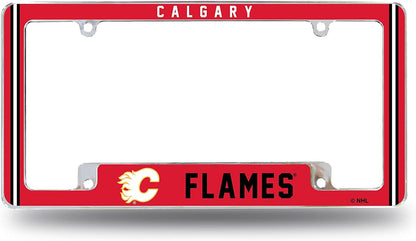 Calgary Flames Metal License Plate Frame Chrome Tag Cover Alternate Design 6x12 Inch