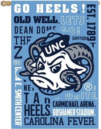 University of North Carolina Tar Heels Premium Double Sided Banner Flag 28x44 Inch Fan Rules Design Indoor Outdoor