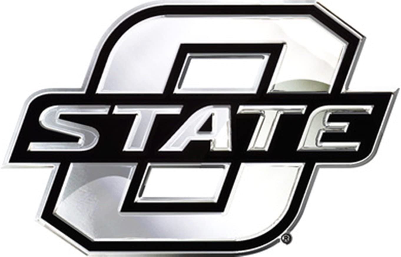 Oklahoma State University Cowboys Premium Solid Metal Raised Auto Emblem, Big O Logo, Shape Cut, Adhesive Backing