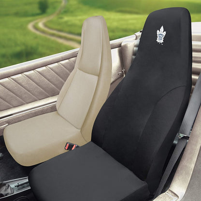 Toronto Maple Leafs Premium Embroidered Black Auto Bucket Seat Cover, 48x20 Inch, Elastic