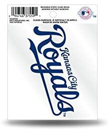 Kansas City Royals 3 Inch Static Cling, Script Logo Full Clear Adhesive Backing, Easy Peel and Stick Application, Removable and Reusable, Officially Licensed, Made in the USA
