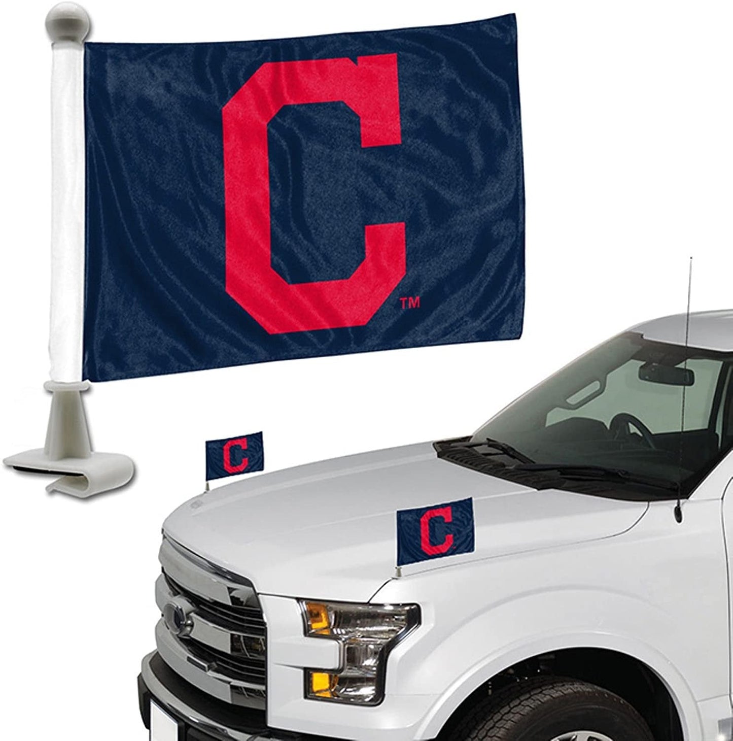 Cleveland Indians Retro Logo Guardians Car Flag Set, Ambassador Style, 4x6 Inch Double Sided Flags, Set of 2