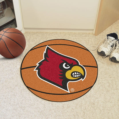 University of Louisville Cardinals 27 Inch Area Rug Floor Mat, Nylon, Anti-Skid Backing, Basketball Shaped
