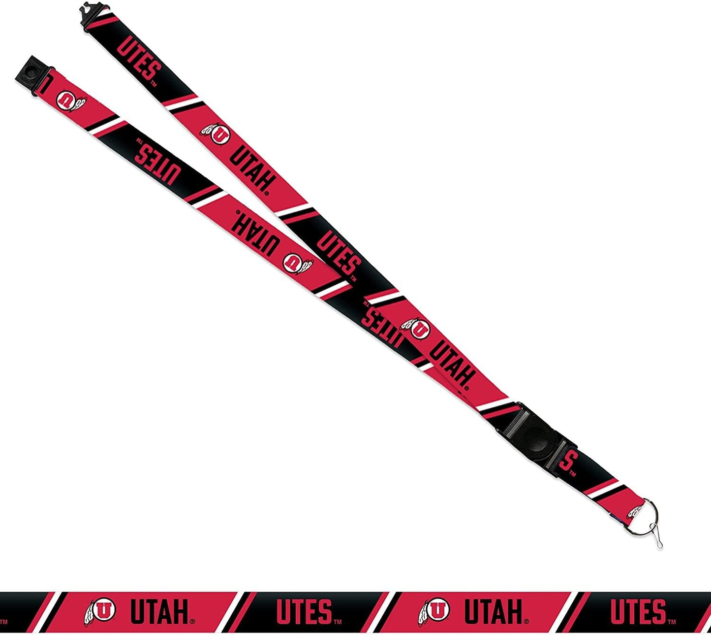University of Utah Utes Lanyard Keychain Double Sided 18 Inch Button Clip Safety Breakaway