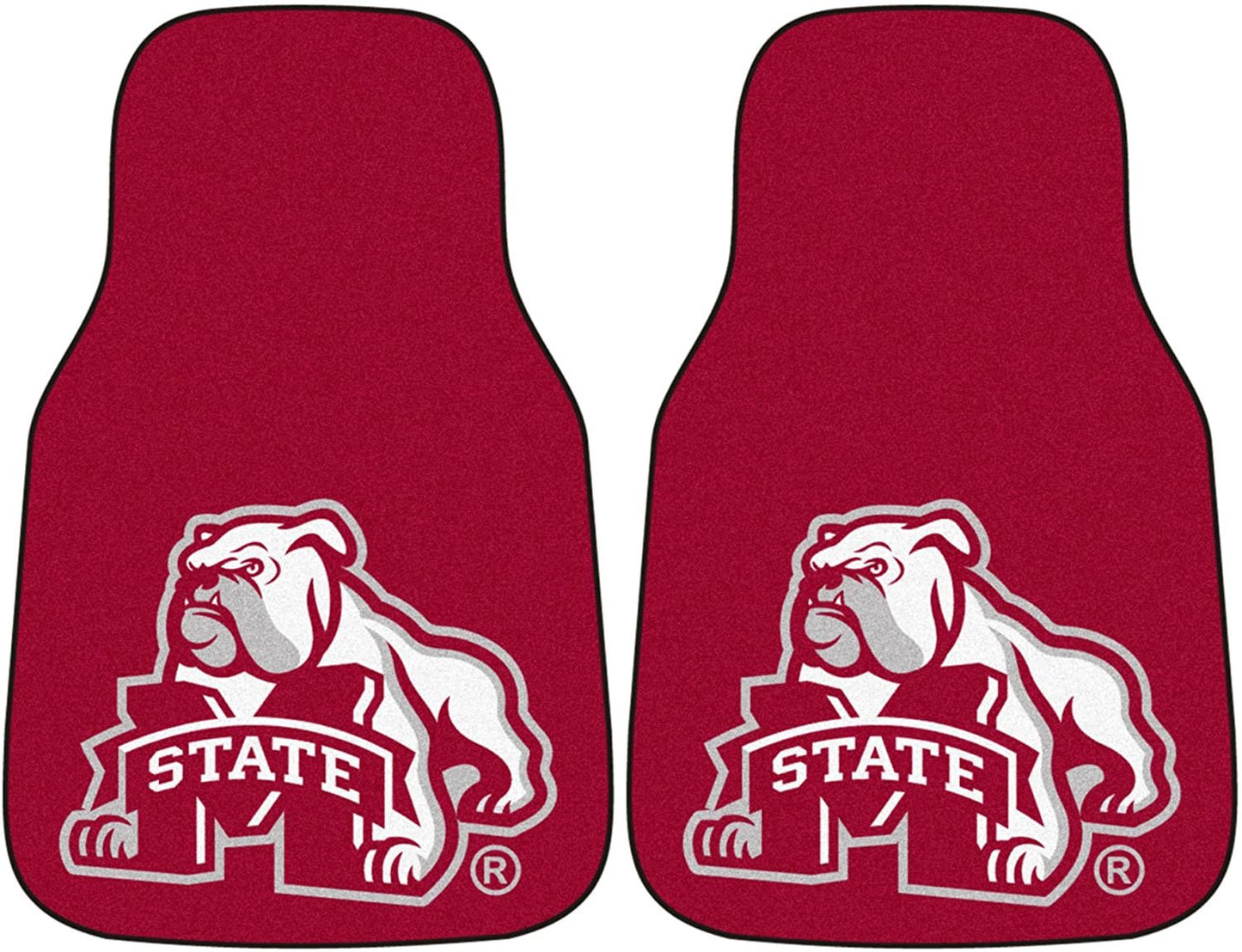 Mississippi State University Bulldogs Front Floor Mats, Carpet Car Set, 18x27 Inch, Nylon, Set of 2