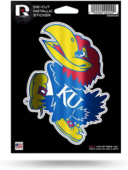 University of Kansas Jayhawks 5 Inch Die Cut Flat Vinyl Decal Sticker Chrome Metallic Shimmer Design Adhesive Backing