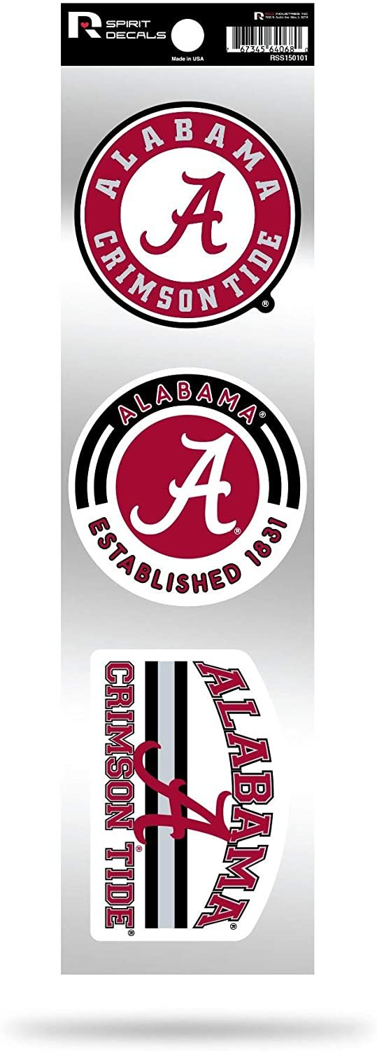 Alabama Crimson Tide 3 Piece Retro Spirit Decals Premium Throwback Stickers