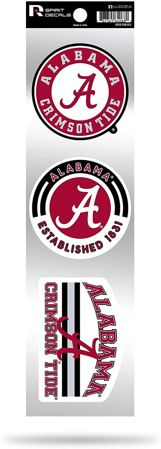 Alabama Crimson Tide 3 Piece Retro Spirit Decals Premium Throwback Stickers