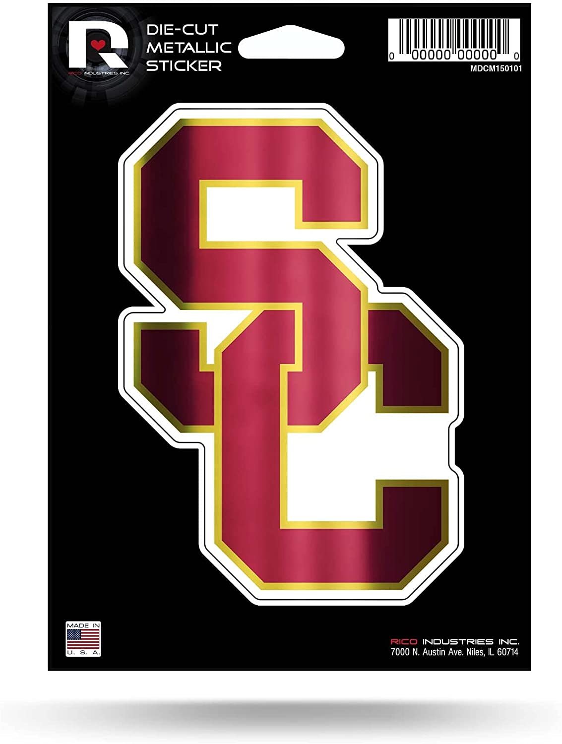 University of Southern California Trojans USC 5 Inch Die Cut Flat Vinyl Decal Sticker Chrome Metallic Shimmer Design Adhesive Backing