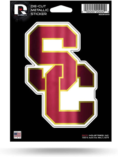 University of Southern California Trojans USC 5 Inch Die Cut Flat Vinyl Decal Sticker Chrome Metallic Shimmer Design Adhesive Backing