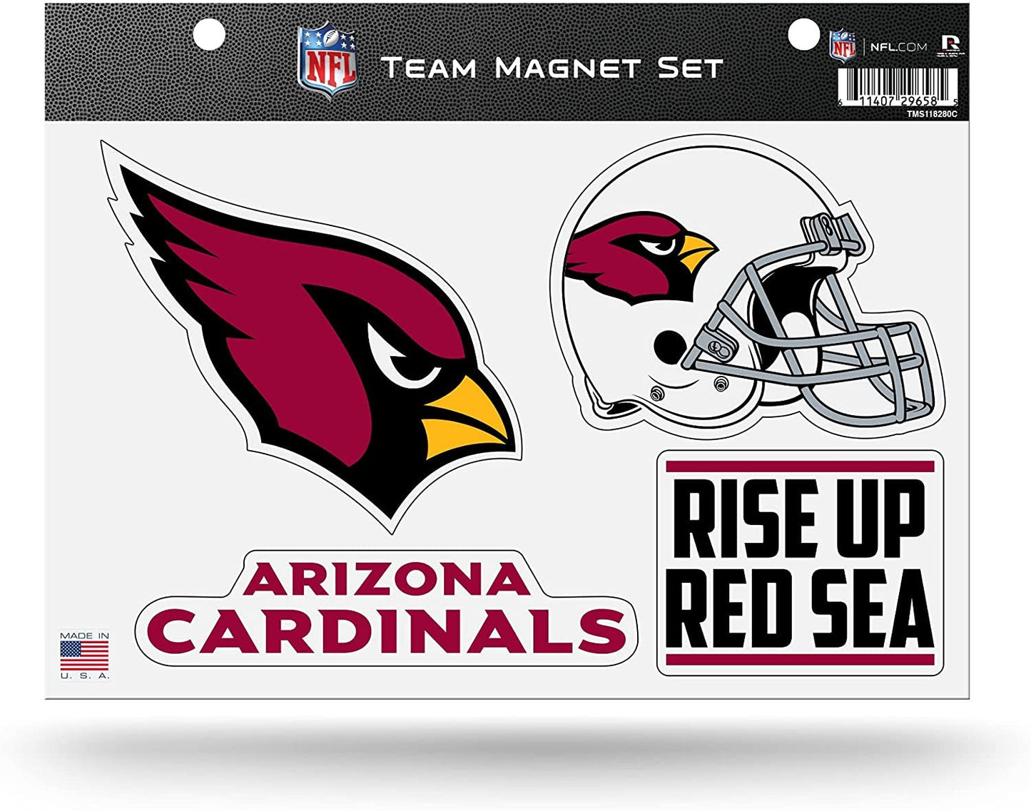 Arizona Cardinals Team Multi Magnet Set, 8.5x11 Inch Sheet, Die Cut, Auto Home
