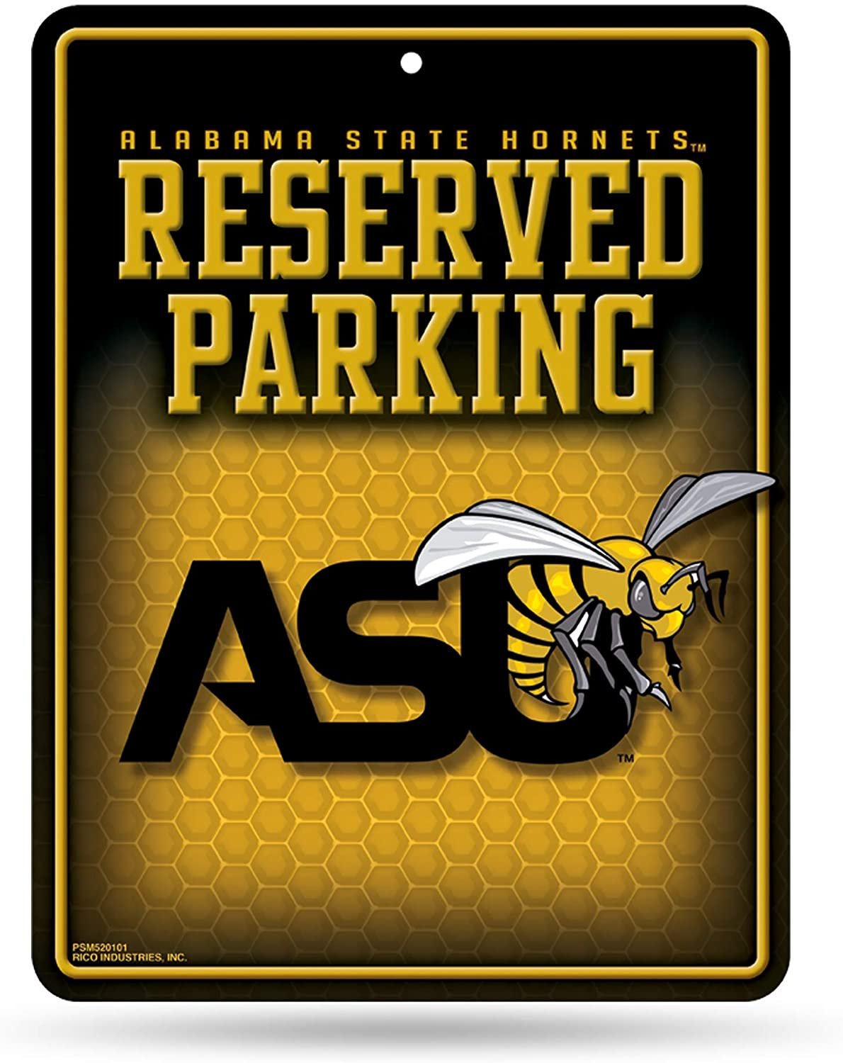 Alabama State University Hornets Metal Wall Parking Sign, 8.5x11 Inch, Primary Design, Great for Man Cave, Bed Room, Office, Home Decor