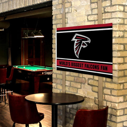 Atlanta Falcons 3x5 Feet Flag Banner, World's Biggest Fan, Metal Grommets, Single Sided, Indoor or Outdoor Use