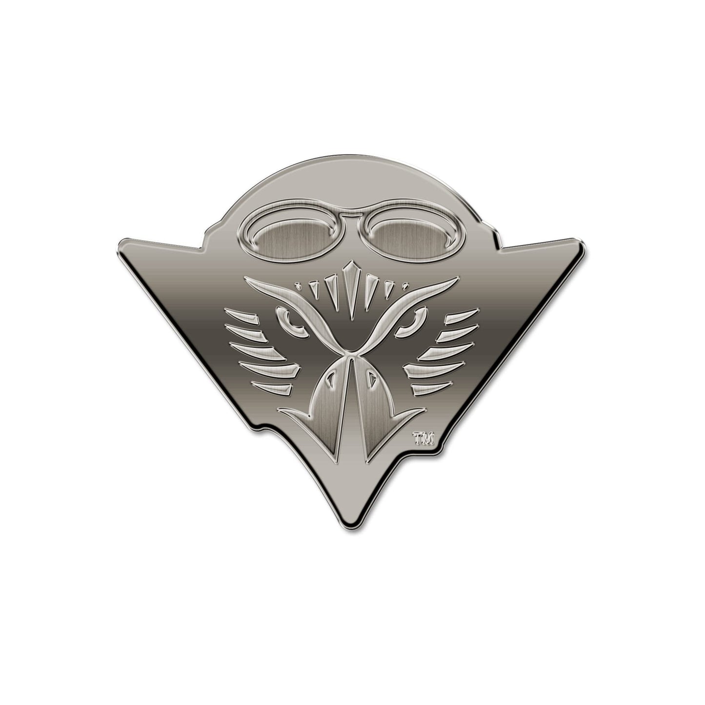 University of Tennessee at Martin Skyhawks Solid Metal Auto Emblem, Antique Nickel Finish, Raised, Die Cut, 3.5 Inch, Adhesive Tape Backing