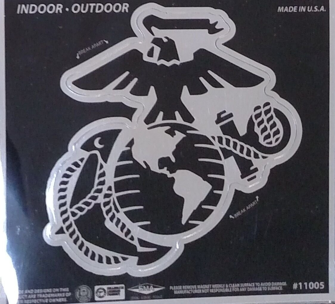 U.S. Marines 12 Inch Decal Sticker, Metallic Chrome Shimmer Design, United States Military