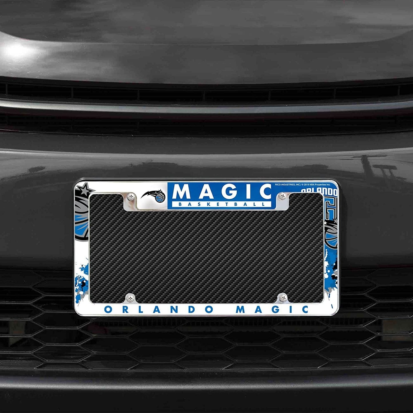 Orlando Magic Metal License Plate Frame Tag Cover All Over Design 12x6 Inch