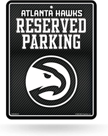 Atlanta Hawks Metal Parking Novelty Wall Sign 8.5 x 11 Inch Carbon Fiber Design