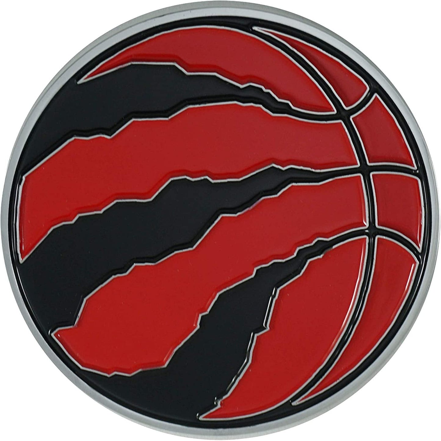 Toronto Raptors Premium Solid Metal Raised Auto Emblem, Team Color, Shape Cut, Adhesive Backing