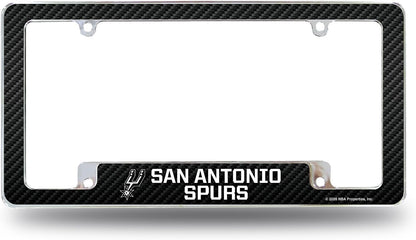 San Antonio Spurs Premium Metal License Plate Frame Tag Cover, Carbon Fiber Design, 12x6 inch, Pre-Drilled Holes, Officially Licensed