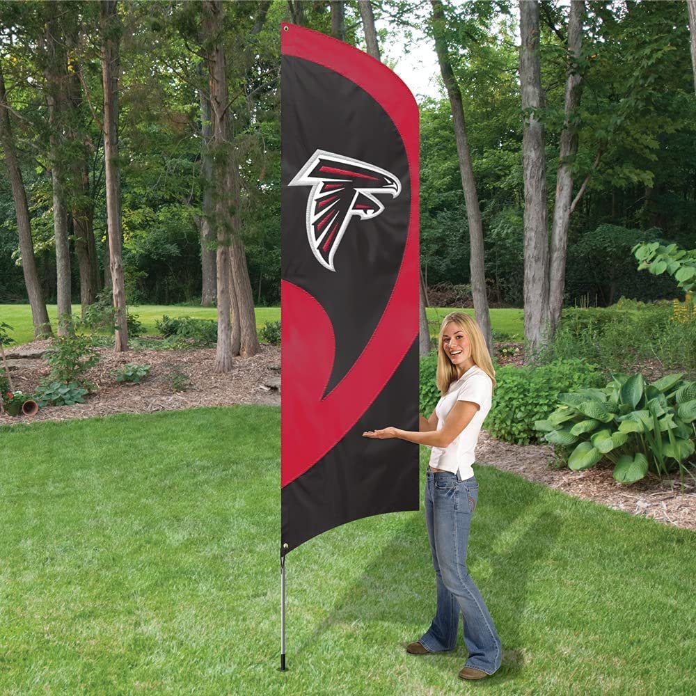Atlanta Falcons 8 Foot Tall Team Flag Tailgating Kit with Metal Pole