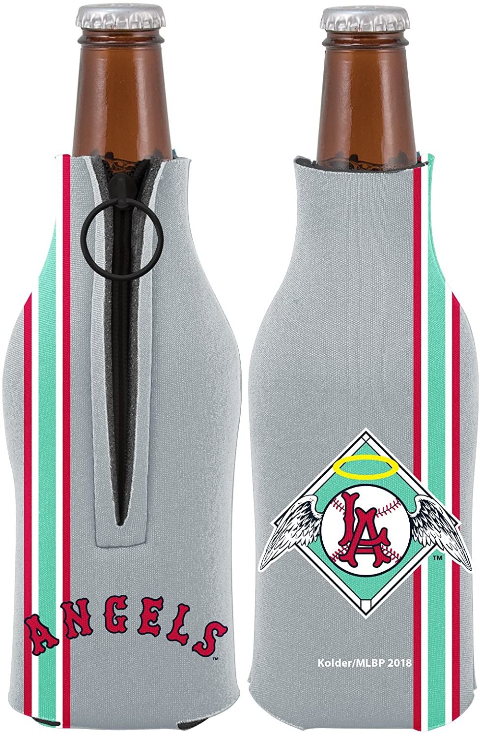 Los Angeles Angels 2-Pack Throwback Design Zipper Bottle Neoprene Beverage Insulator Holder Baseball