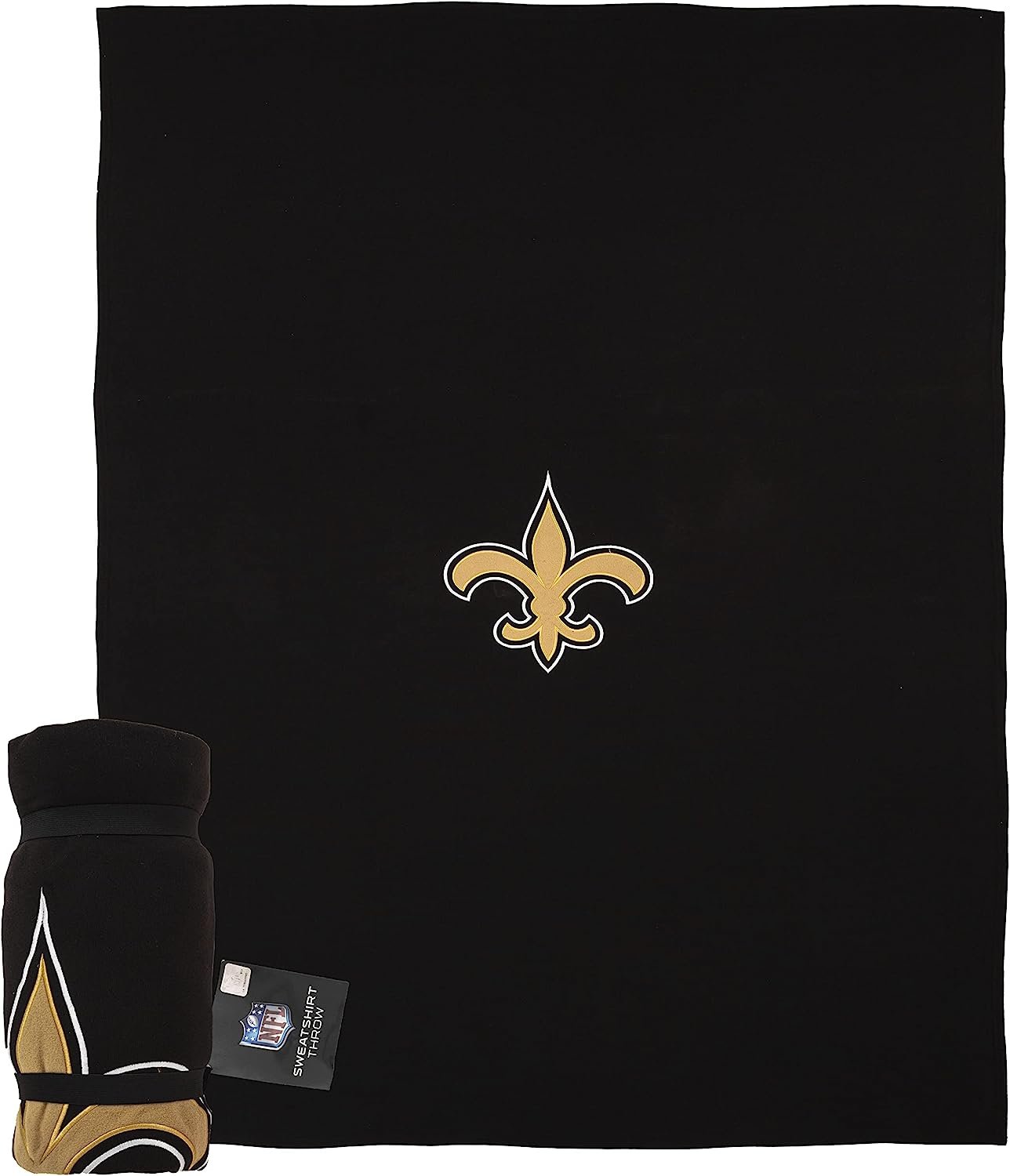 New Orleans Saints Throw Blanket, Sweatshirt Design, Embroidered Logo, Dominate Style, 54x84 Inch