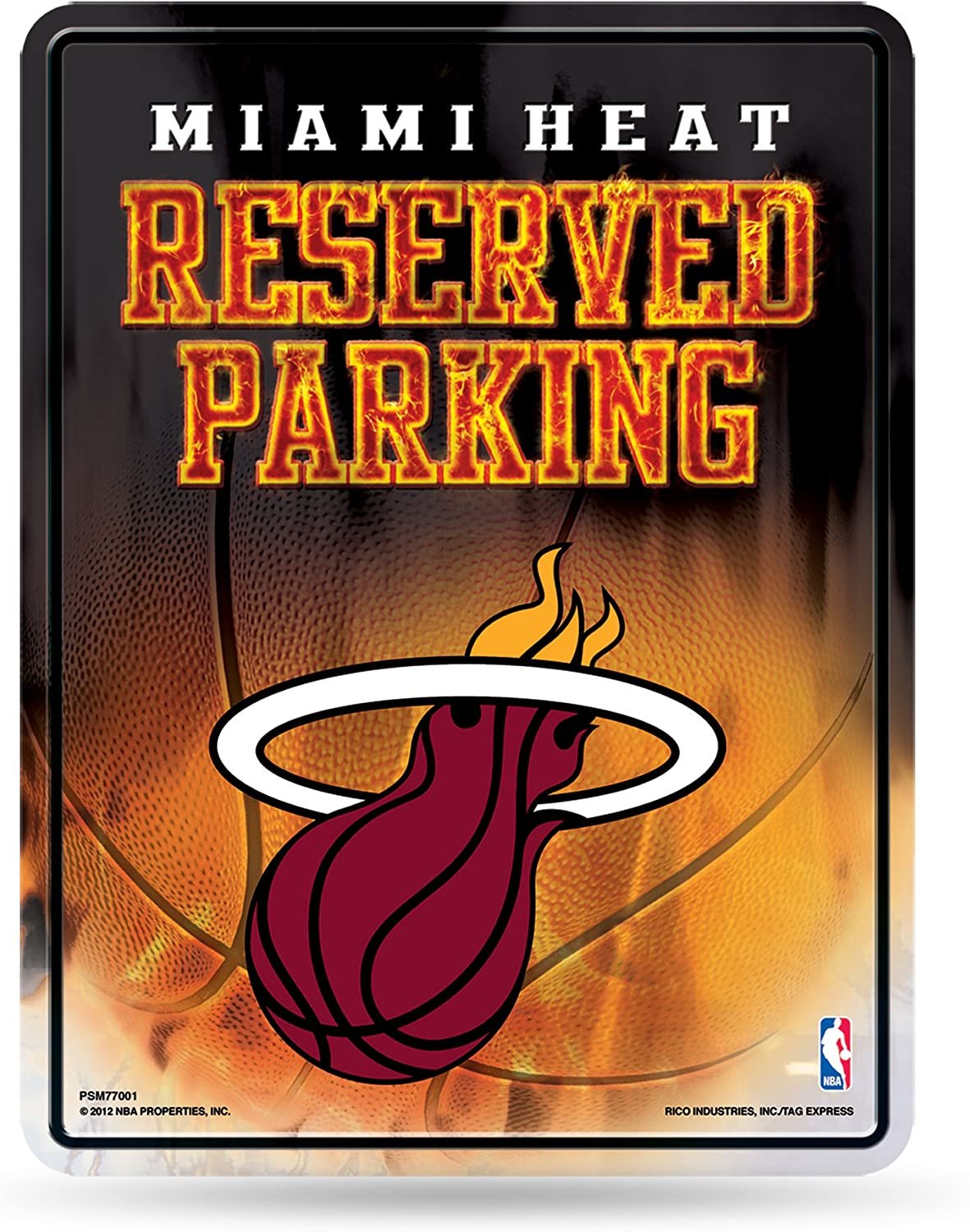 Miami Heat Metal Wall Parking Sign, 8.5x11 Inch, Primary Design, Great for Man Cave, Bed Room, Office, Home Decor