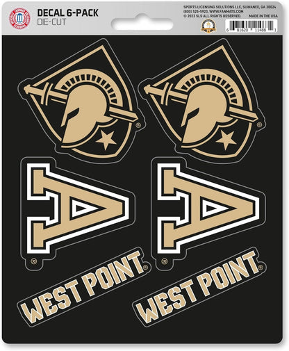 Army West Point Black Knights Cadets 6-Piece Decal Sticker Set, 5x6 Inch Sheet, Gift for football fans for any hard surfaces around home, automotive, personal items