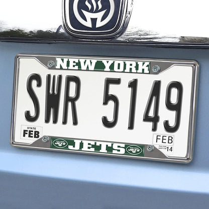 New York Jets Metal License Plate Frame Chrome Tag Cover 6x12 Inch