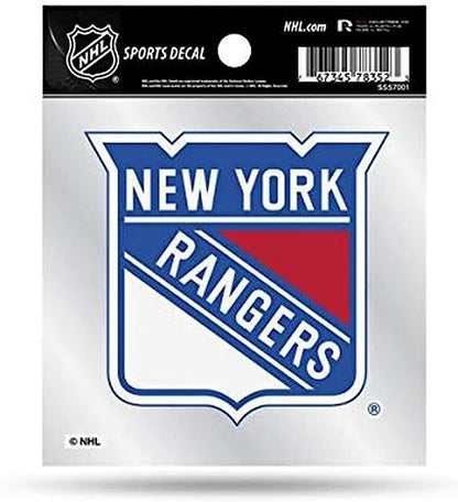 New York Rangers 4x4 Inch Die Cut Decal Sticker, Primary Logo, Clear Backing