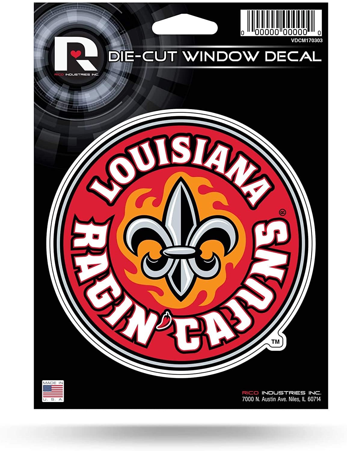 University of Louisiana Lafayette Raging Cajuns 5 Inch Die Cut Flat Vinyl Decal Sticker Adhesive Backing