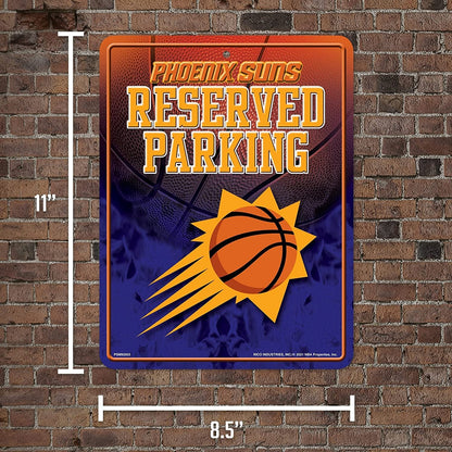 Phoenix Suns Metal Wall Parking Sign, 8.5x11 Inch, Primary Design, Great for Man Cave, Bed Room, Office, Home Decor