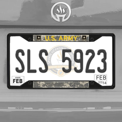 United States Army Military Black Metal License Plate Frame Tag Cover, 6x12 Inch