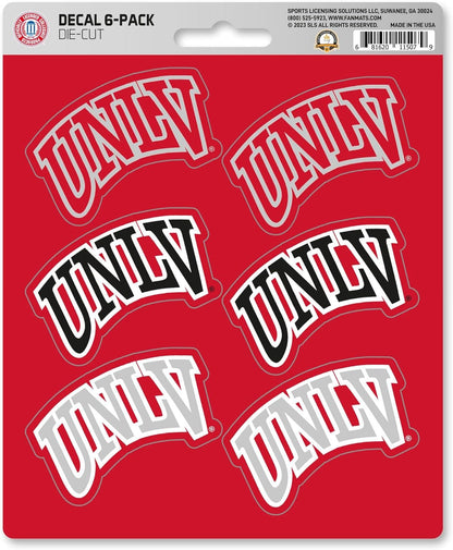 University of Nevada Las Vegas UNLV Running Rebels 6-Piece Decal Sticker Set, 5x6 Inch Sheet, Gift for football fans for any hard surfaces around home, automotive, personal items