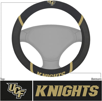 UCF Central Florida Knights Steering Wheel Cover Embroidered Black 15 Inch University of