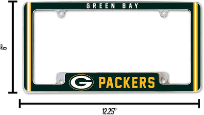 Green Bay Packers Metal License Plate Frame Chrome Tag Cover Alternate Design 6x12 Inch