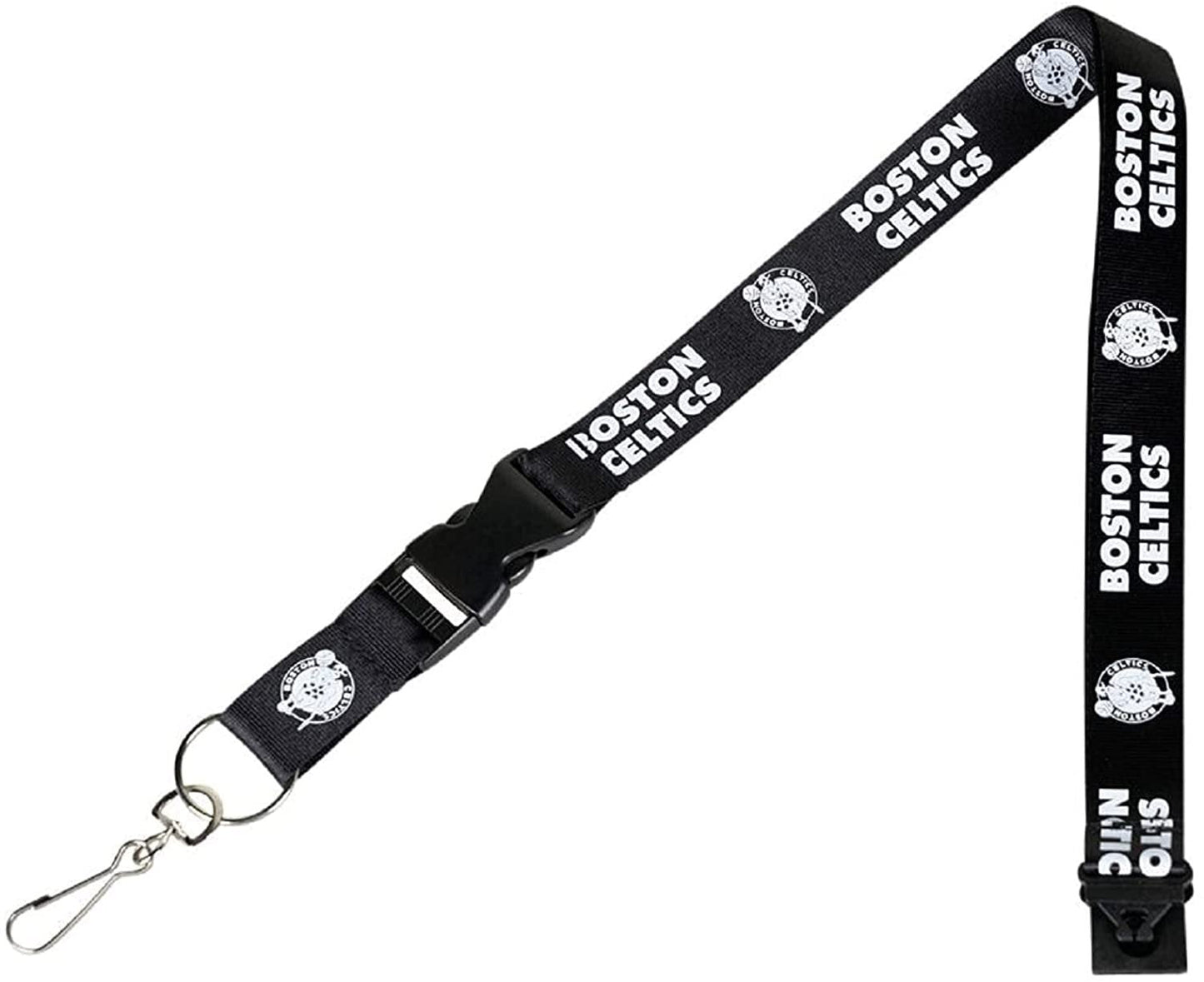 Boston Celtics Premium 2-sided Lanyard Keychain, Blackout Design, Breakaway Clip