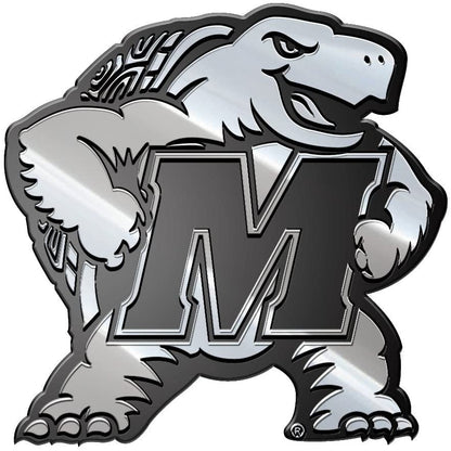 Maryland Terrapins Premium Solid Metal Auto Emblem Chrome