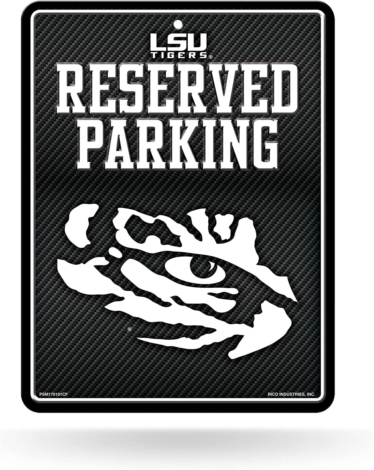 Louisiana State University Tigers LSU Metal Parking Novelty Wall Sign 8.5 x 11 Inch Carbon Fiber Design