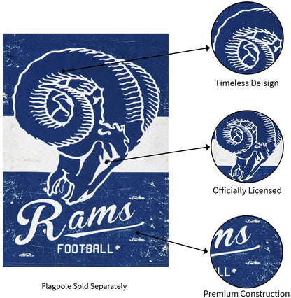 Los Angeles Rams Vintage Design, Premium Linen Garden Flag Banner, Double Sided, 13x18 Inch