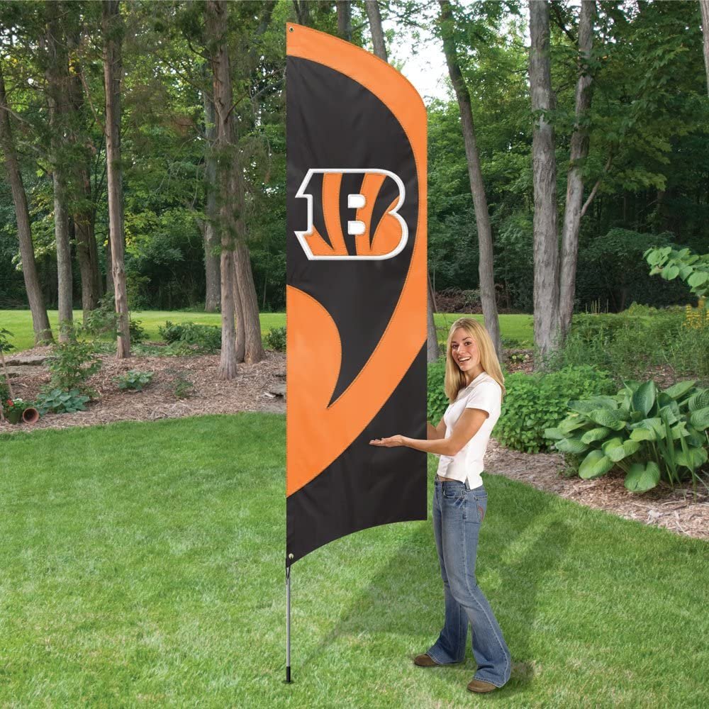 Cincinnati Bengals Tall Team Flag Tailgating Flag Kit 8.5 x 2.5 feet with Pole