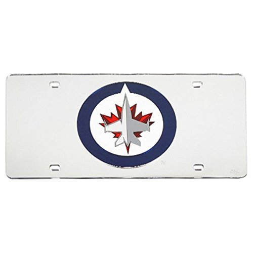 Winnipeg Jets Premium Laser Cut Tag License Plate, Mirrored Acrylic Inlaid, 12x6 Inch