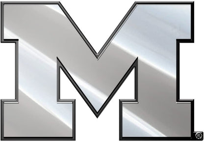 University of Michigan Wolverines Premium Solid Metal Raised Auto Emblem, Shape Cut, Adhesive Backing