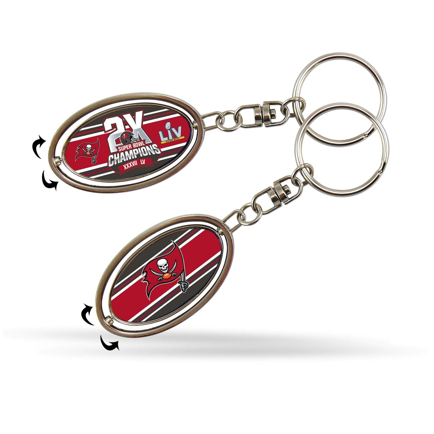 Tampa Bay Buccaneers 2 Time Super Bowl Champs Metal Spinner Keychain