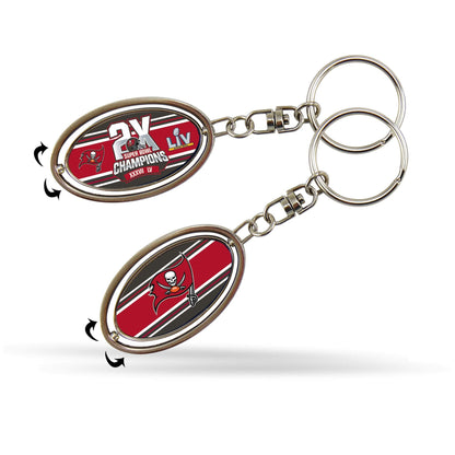 Tampa Bay Buccaneers 2 Time Super Bowl Champs Metal Spinner Keychain