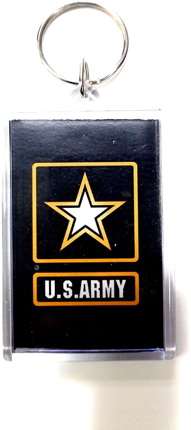 Army 2x3 Acrylic Keychain w/1" Keyring Decal Emblem United States US Military